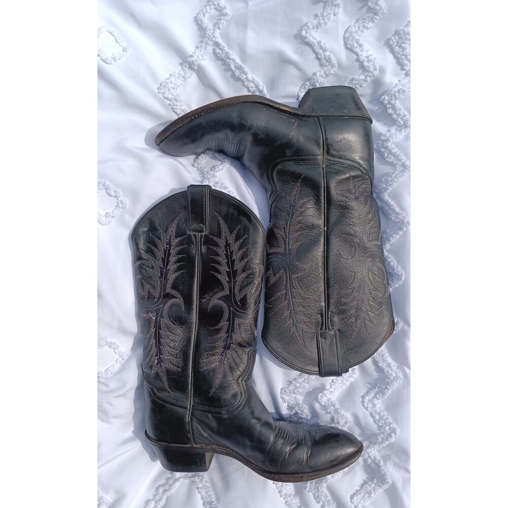 Tony Lama Men’s 8 EE Wide Black Leather Western Cowboy Boots Made in Mexico